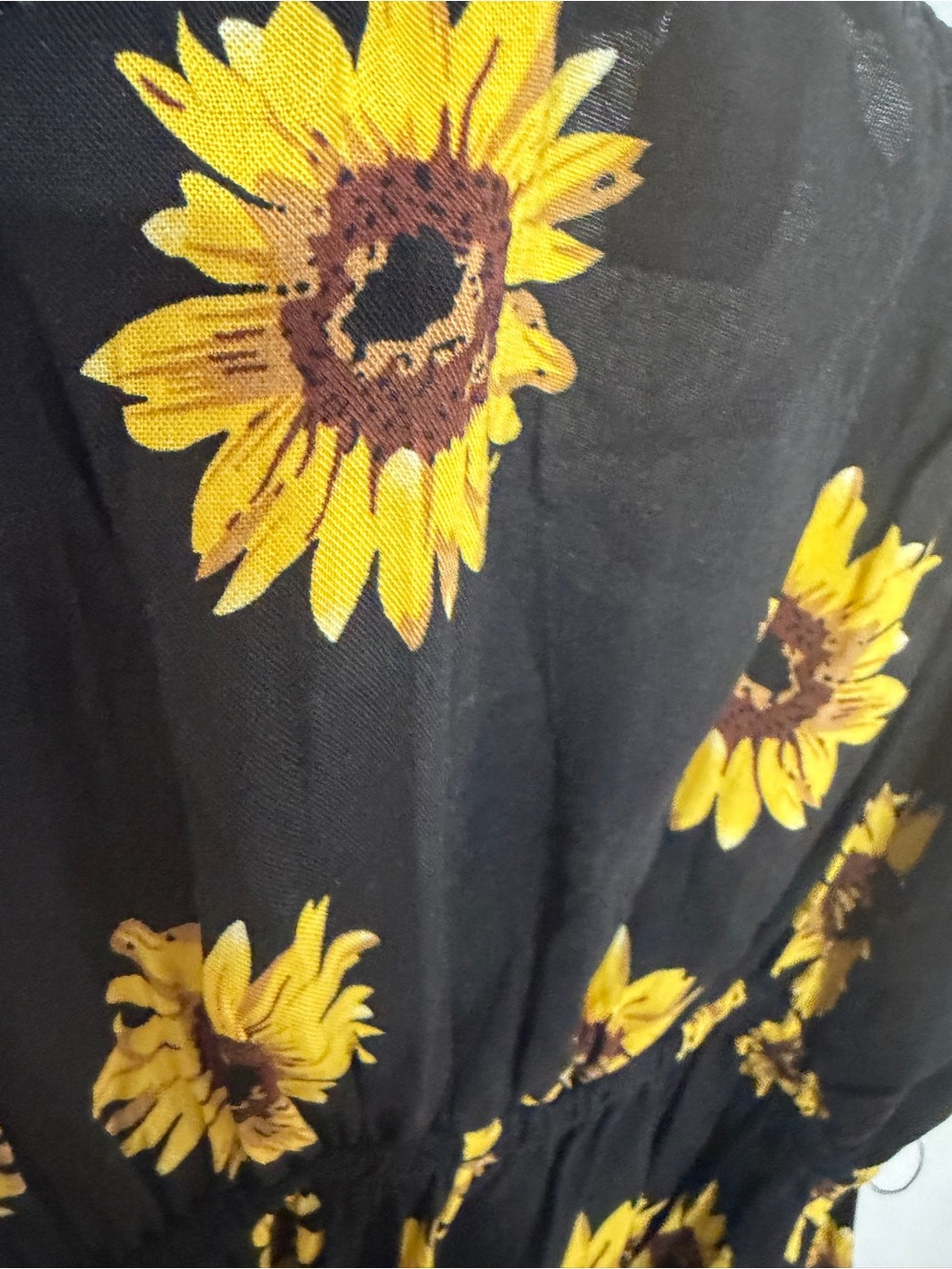 Zaful Black Sunflower Print Romper with Yellow Blooms - Picture 9 of 9